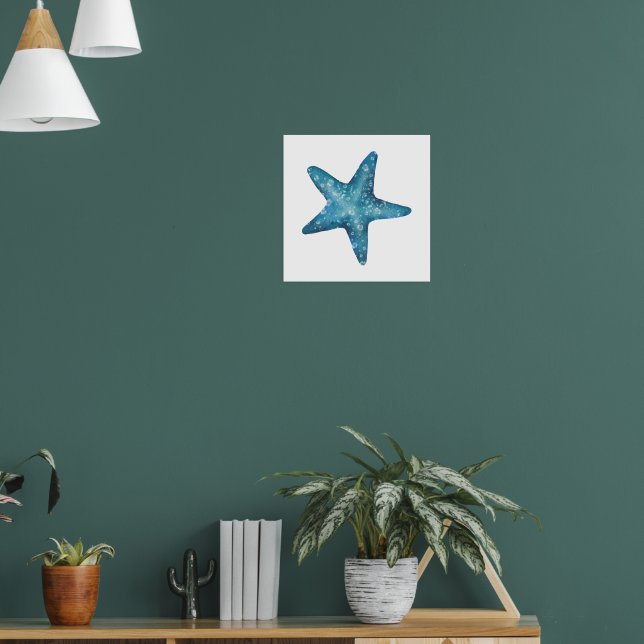 Poster Nautical Watercolor Blue Starfish (Sala de Estar 1)