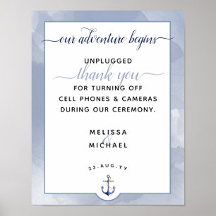 Poster #Náutico Blue Watercolor #Unplugged Sign