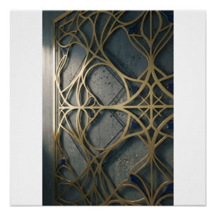 Póster Náutico Industrial Azul Marinho Profundo Geométric