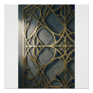Póster Náutico Industrial Azul Marinho Profundo Geométric