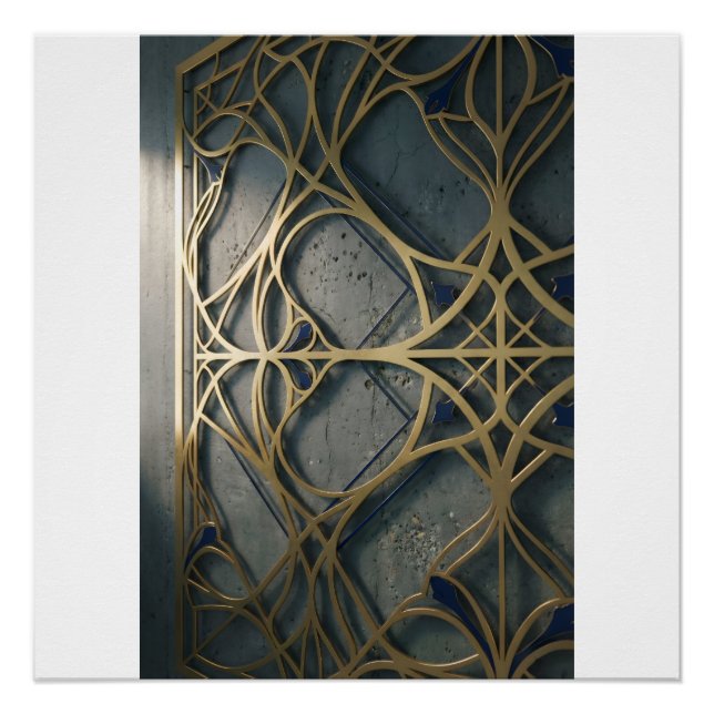 Póster Náutico Industrial Azul Marinho Profundo Geométric (Frente)