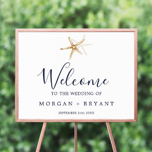 Poster Náutico Moderno Starfish Wedding Welcome