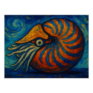 Póster Nautilus im van Gogh Stil