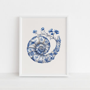 Poster Nautilus Shell - Azul Costeiro na Arte de Parede B