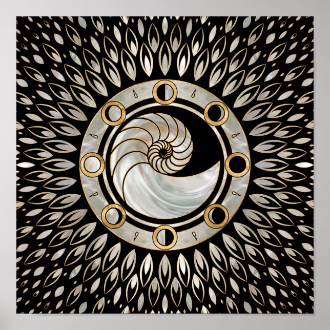 Poster Nautilus Shell - Fases da Lua (Frente)