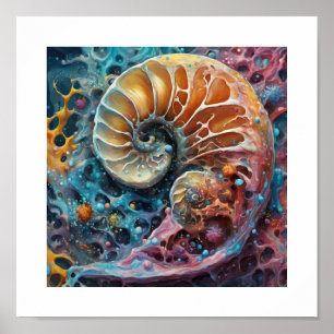 Poster Nautilus Shell Microbiano