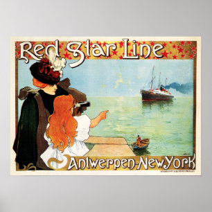 Poster Nave de cruzeiros de linha RED STAR Antuérpia a N