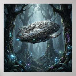 Poster Nave Espacial da Águia Pelasgiana Antiga no Crepús