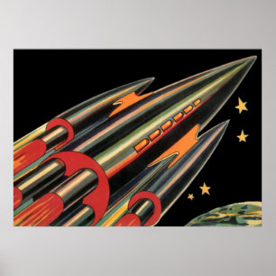 Poster Nave Espacial de Ficção Científica Vintage por Est