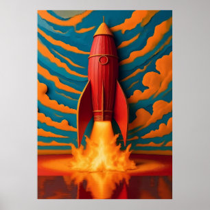 Poster Nave Espacial: inspirado nos anos 50 