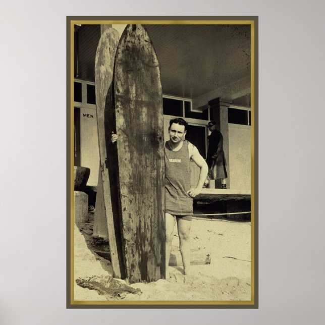 Póster Navegação à beira-mar no hawaii Vintage Surf Sport (Frente)