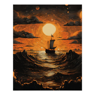 Póster Navegação à noite
