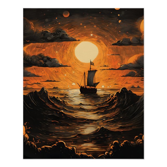 Póster Navegação à noite (Frente)