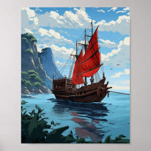 Poster Navegação Através De Ha Long Bay