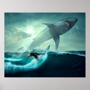 Poster Navegação com tubarões