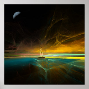 Póster Navegação em lua mágica