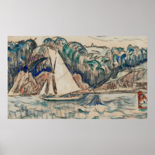 Poster Navegação em veleiro na Trieux Paul Signac