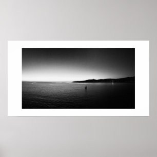 Poster Navegação no Horizonte Panorâmico Preto e Branco