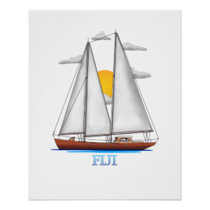 Póster Navegador náutico costeiro do Fiji