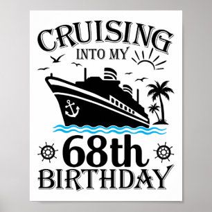 Poster Navegando Para Meu 68º Aniversário Cruzeiro 68 Ano