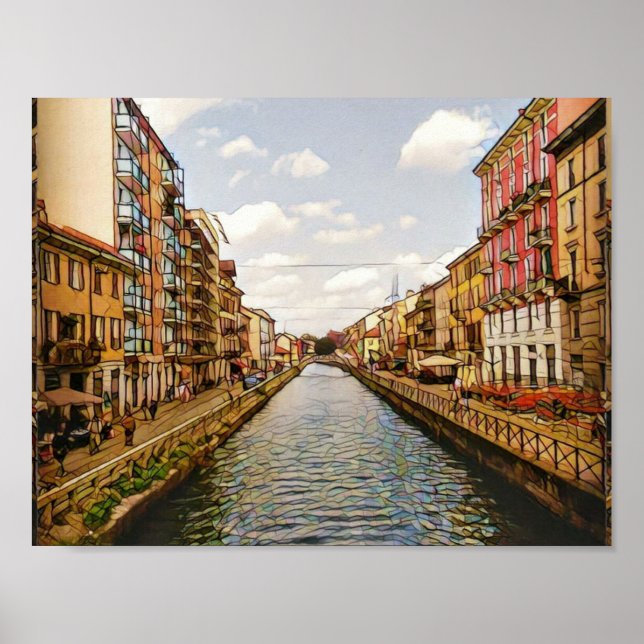 Póster Navegli Canal Milano (Frente)
