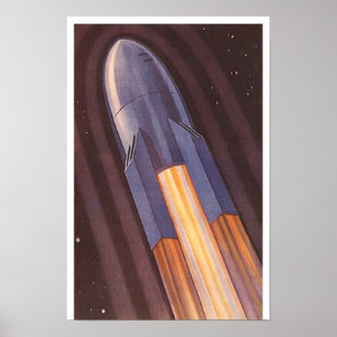 Póster Naves Espaciais de Ficção Científica Vintage Fogue