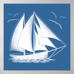 Poster Navigação rápida! náutico, vintage.