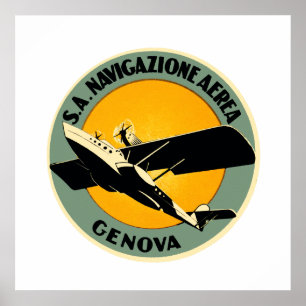 Póster Navigazione Aerea ~ Genova