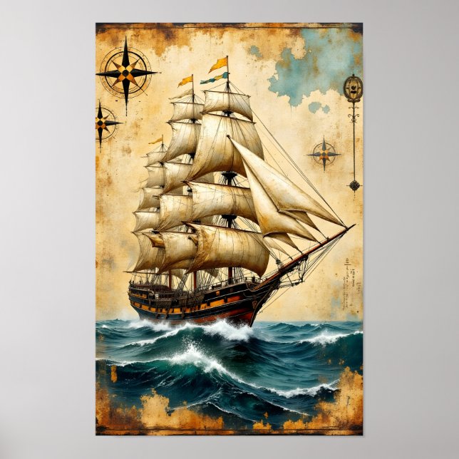 Poster Navio à Vela (Frente)