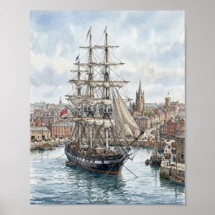 Poster Navio Alto Histórico em Água do Porto Europeu