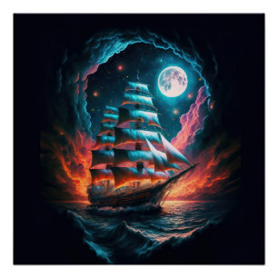 PÓSTER NAVIO ALTO QUE VEIO NA NOITE ESCURA, SONHO ODYSSEY