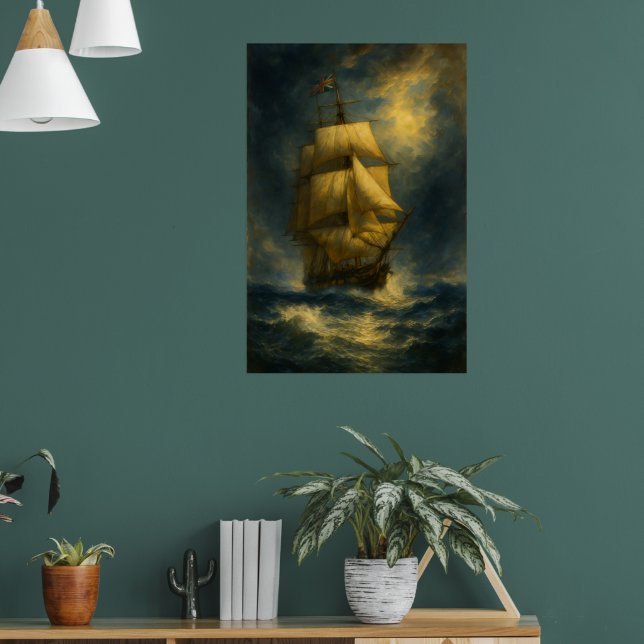 Poster Navio da Marinha Britânica do século XVIII | Histó (Sala de Estar 1)