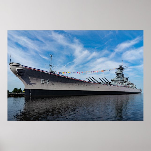 Poster Navio de batalha USS Wisconsin BB-64 Nave de Vesti (Frente)