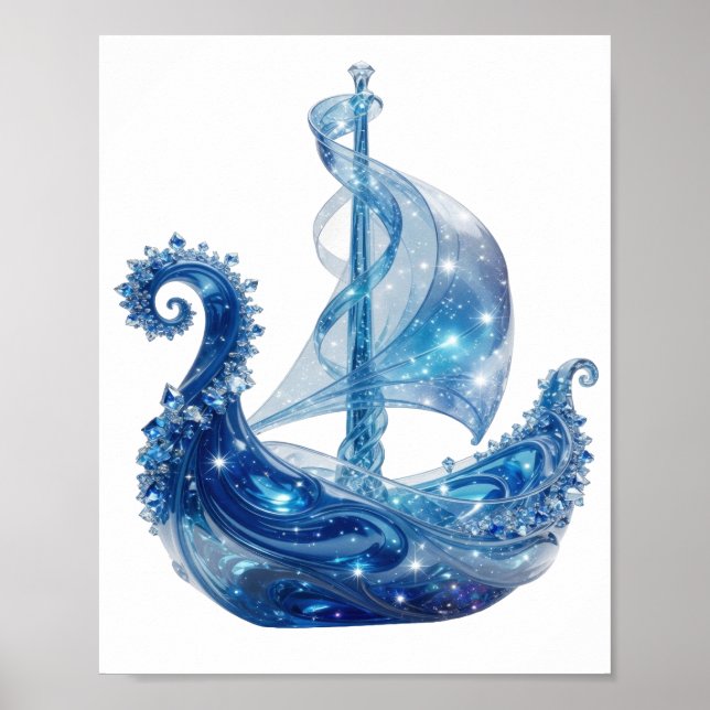 Poster Navio de Cristal de Gelo de Prata Artística (Frente)