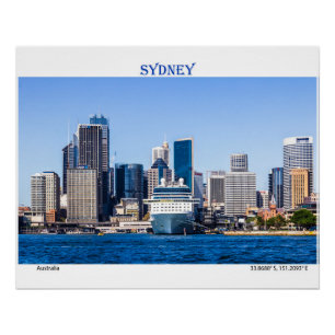 Póster Navio de cruzeiro atracado em Sydney Harbor