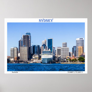 Poster Navio de cruzeiro atracado em Sydney Harbor