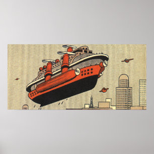 Poster Navio de Cruzeiro de Ficção Científica Vintage Hel