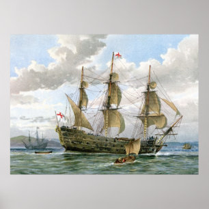 Póster Navio de guerra inglesa aproximadamente 1650