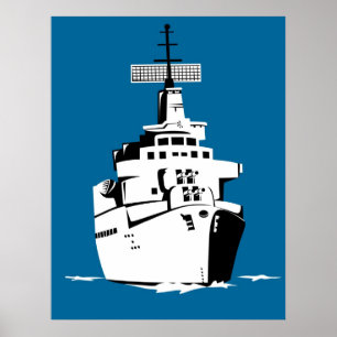 Póster navio de guerra naval do navio de guerra do