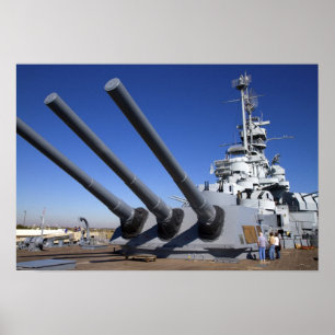 Póster Navio de guerra USS Alabama no Memorial Battleship