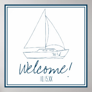 Póster Navio de navegação de casamento