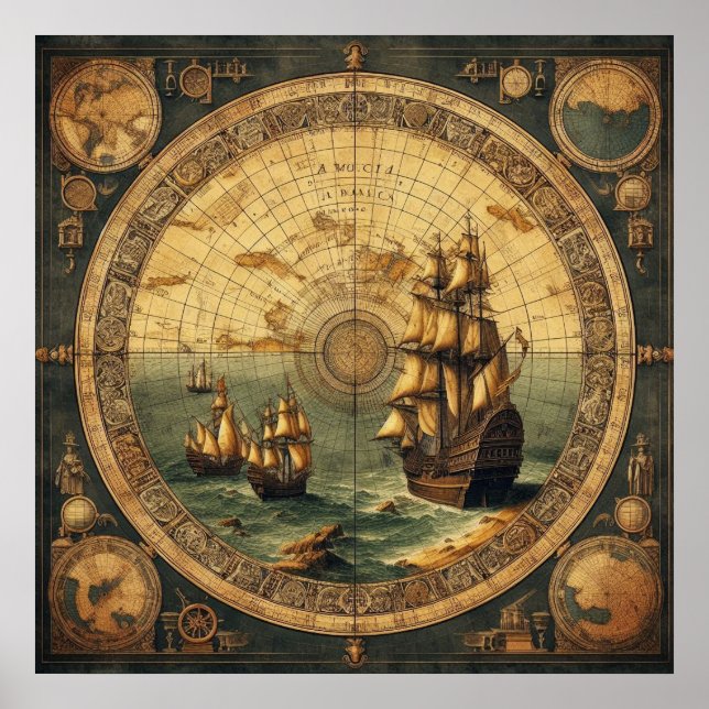Poster Navio de navegação espanhol antigo 2 (Frente)