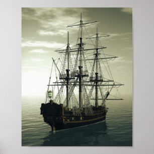 Poster navio de navegação no mar