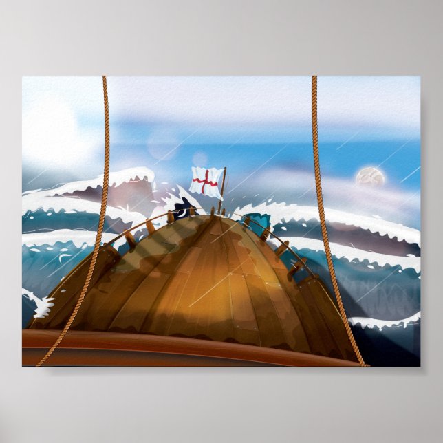 Póster Navio de Tempestade no Oceano Atlântico (Frente)