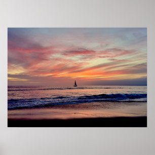 Poster Navio de vela em Sunset - Venice Beach, CA