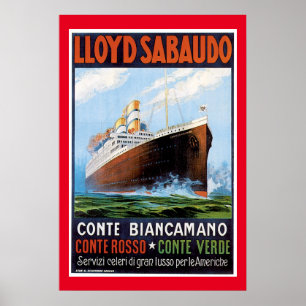 Poster Navio do vintage dos SS Conte Biancamano
