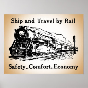 Poster Navio e viagem do vintage pelo trilho