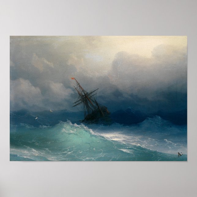 Póster Navio em Stormy Seas (Frente)