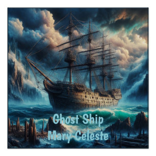 Póster Navio Fantasma Mary Celeste Assombrando Mistério M