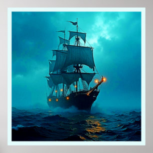 Poster Navio Fantasma na Design do Stormy Seas